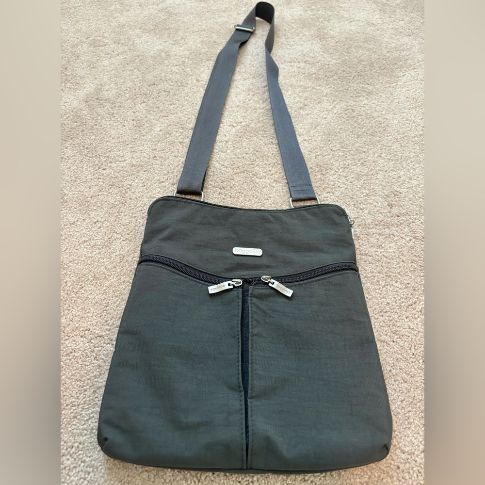 Baggallini Gray Crossbody Bag with Silver Hardware